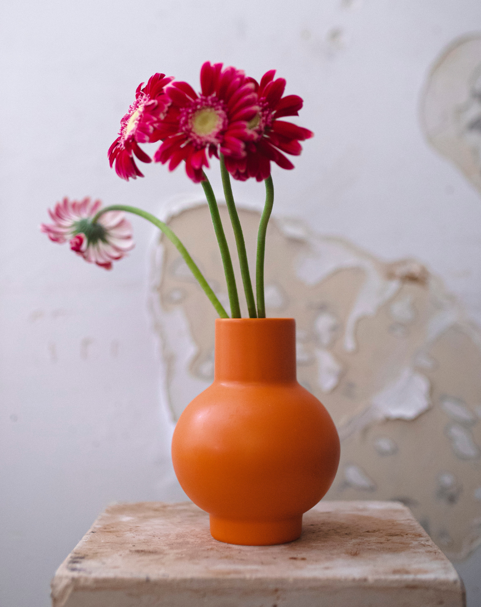 Hand Made Vase with Gerberas